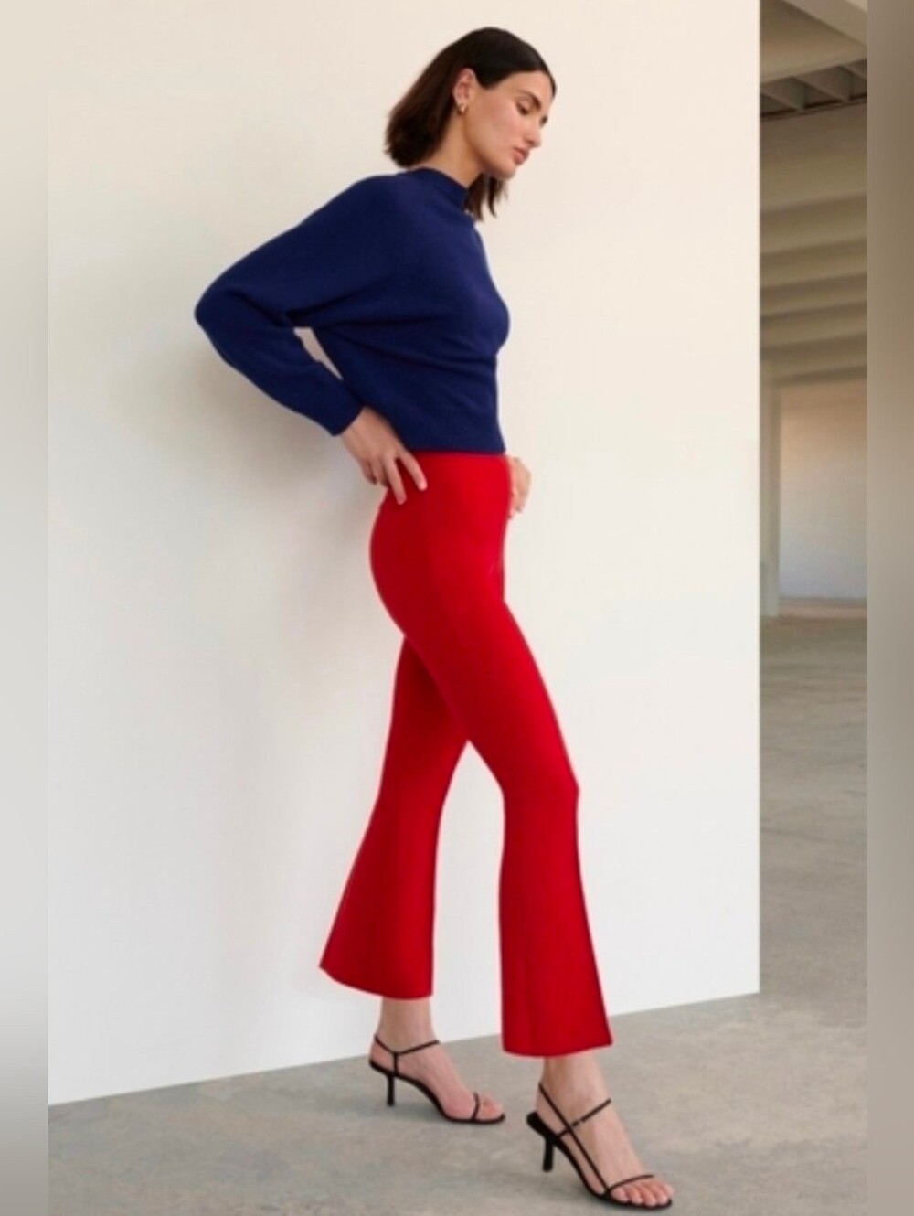 Women’s Red Cropped Stretch Pants - Picture 3 of 16